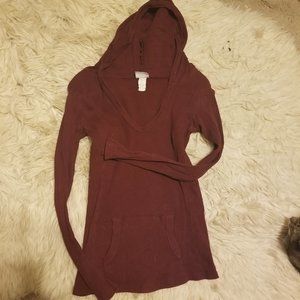 Hooded long sleeve kangaroo pocket shirt